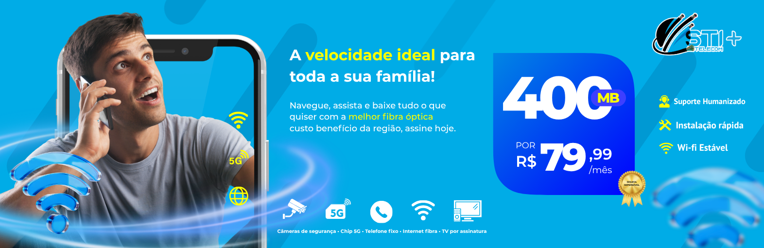 Banner STI telecom provedora de internet guarulhos e itaqua
